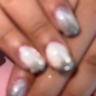 Silver shimmer nail design