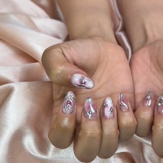 Silver and shimmer holiday nails